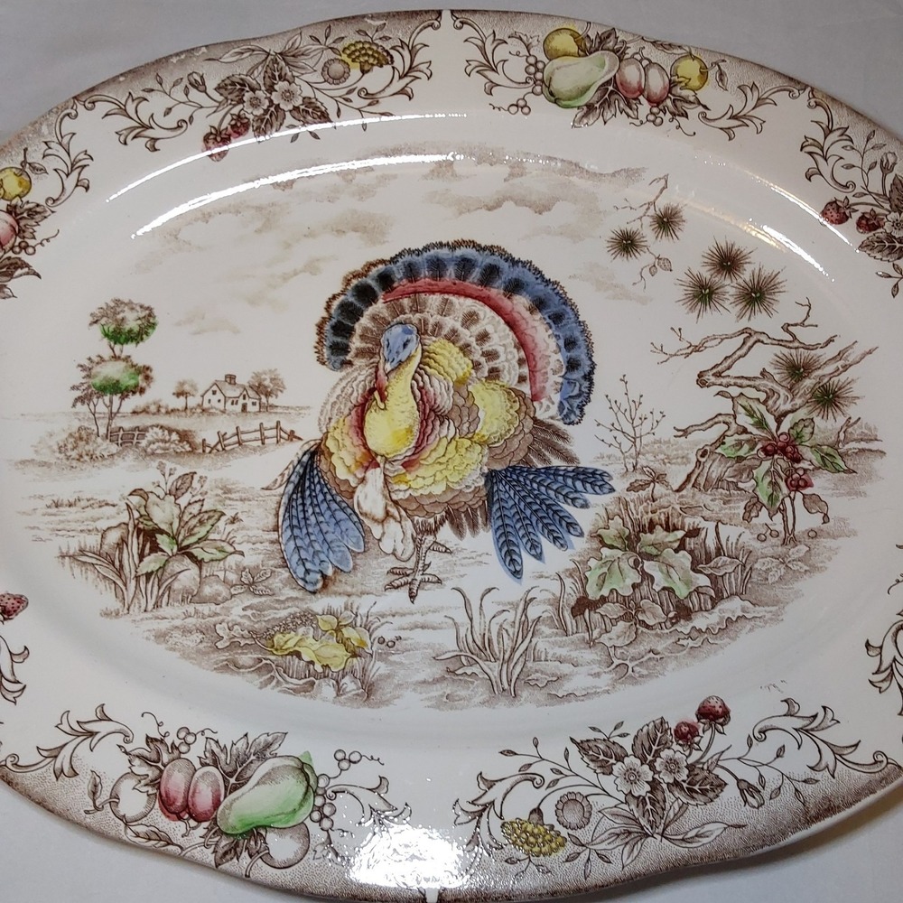 Vintage Turkey Thanksgiving‎ Platter Made In Japan Measures 18x14
